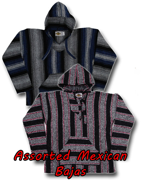 Authentic Mexican Baja Hoodie - Woven Pullover Sweater Jacket