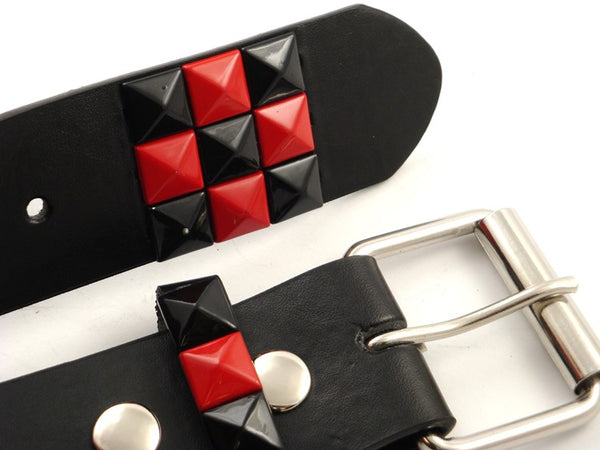 Black Pyramid Studs Leather Belt by NoName brand