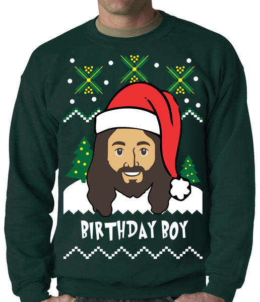 Jesus Birthday Boy Ugly Christmas Sweater Crewneck Sweatshirt Bewild