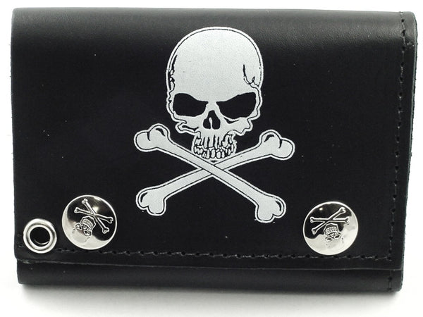 Vintage Skull & Crossbones Genuine Leather Chain Wallet – Bewild