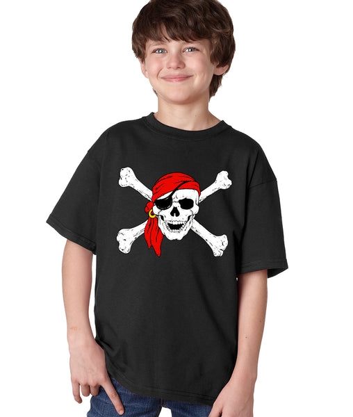 Kids Personalised Pirate T-shirt Skull & Swords Boys Pirate 