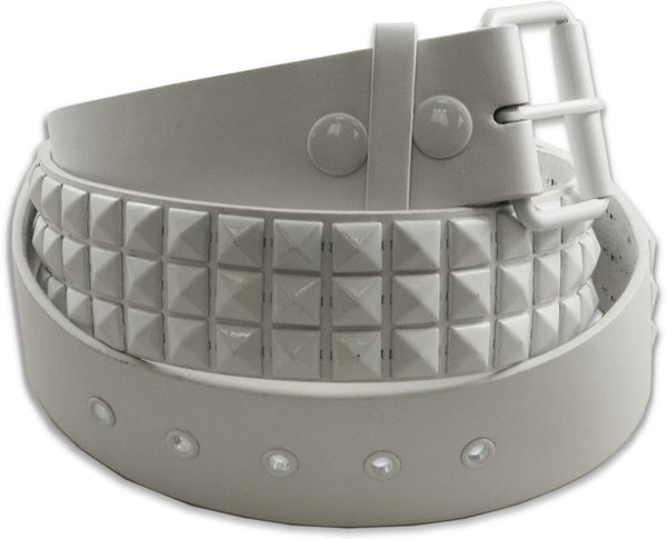 Black & White Checkerboard Pyramid Studded Leather Belt – Bewild