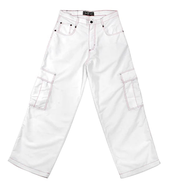 Kikwear 23" Microsuede Cargo Pants (White)