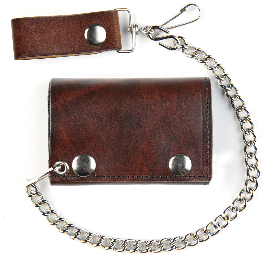 Biker Wallet Leather Chain in Brown
