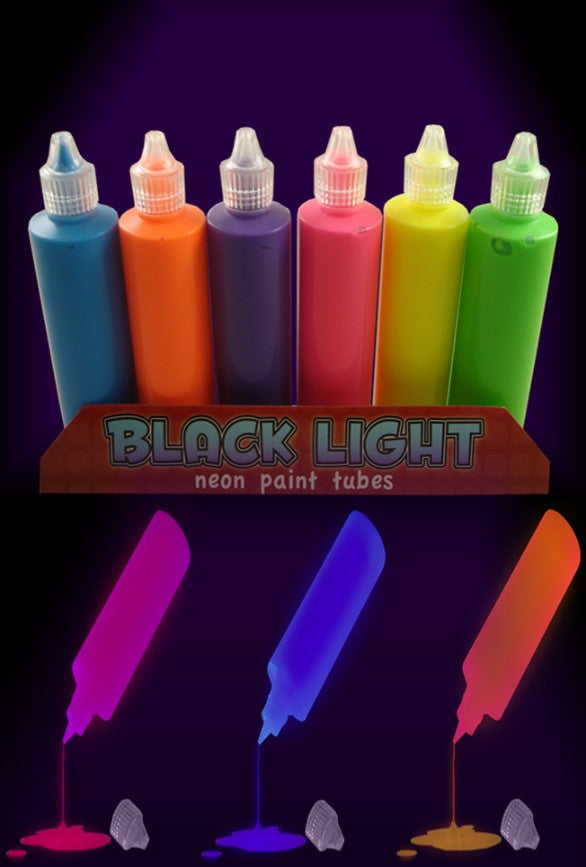6 Color Set UV Black light 1oz (6oz total), Neon Rave Fluorescent Acrylic  Paint