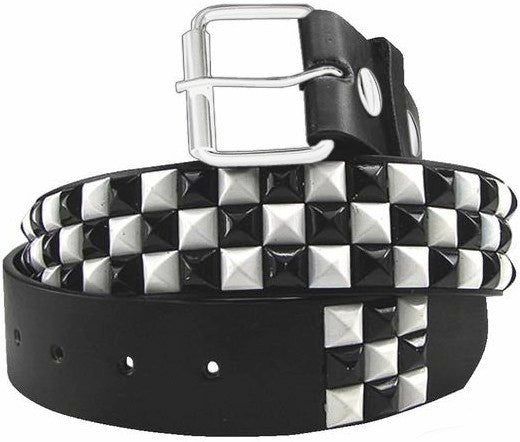 Leather Belt Black/White Plaid Unisex S-XL Brand New Punk Skater