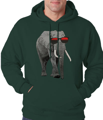 Elephant Wearing Sunglasses Adult Hoodie