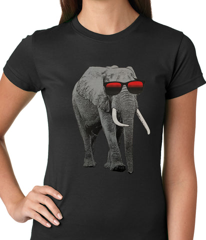 Elephant Wearing Sunglasses Ladies T-shirt