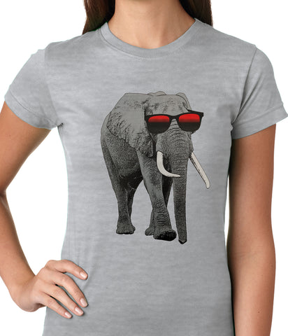 Elephant Wearing Sunglasses Ladies T-shirt