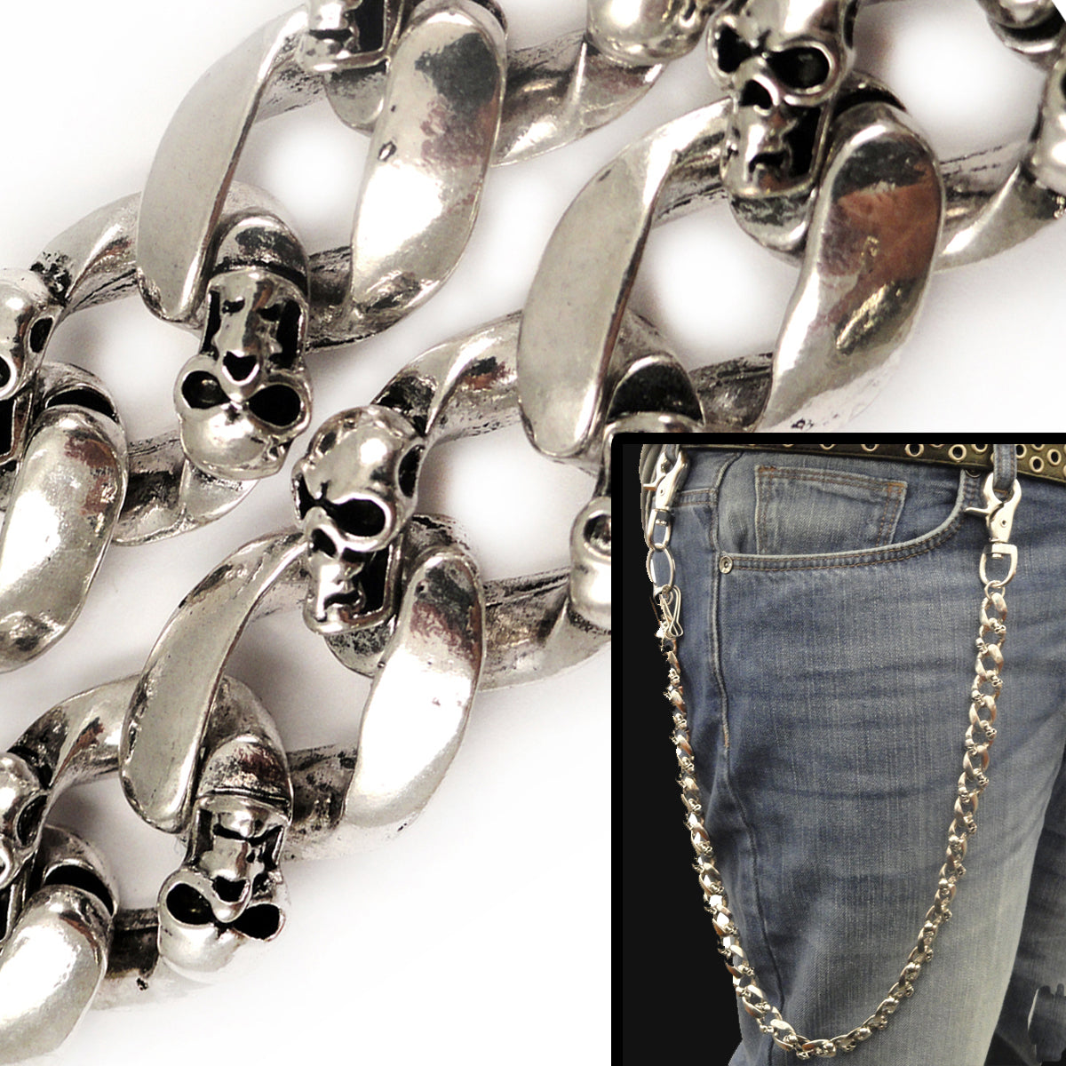 Skull Pile Chain of Skulls 30 inch Jean Chain – Bewild