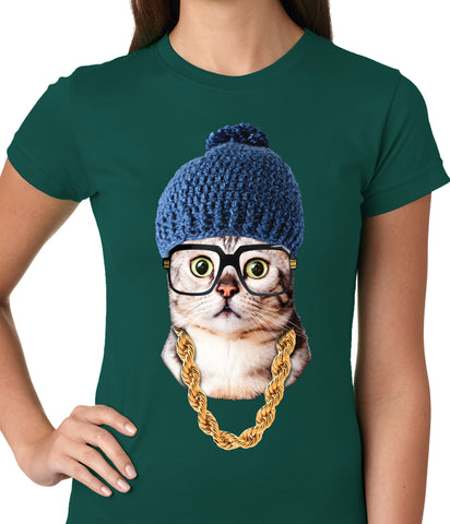 Hipster Kitten Ladies T-shirt