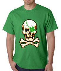 Irish Shamrock Skull and Crossbones Mens T-shirt