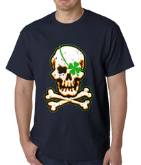 Irish Shamrock Skull and Crossbones Mens T-shirt