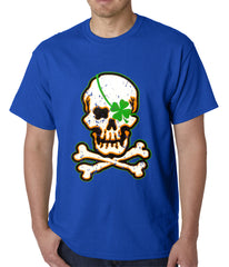 Irish Shamrock Skull and Crossbones Mens T-shirt