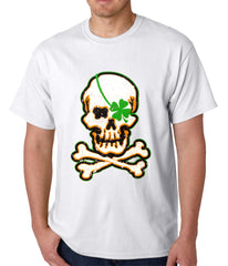 Irish Shamrock Skull and Crossbones Mens T-shirt