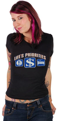 Life's Priorities - Eat, Sleep & Make Money Girls T-Shirt