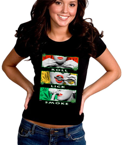 Marijuana Girl Roll Lick Smoke Girl's T-Shirt