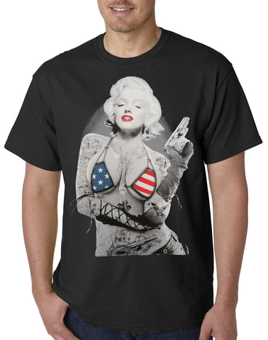 Marilyn Flag Bikini Mens T-shirt