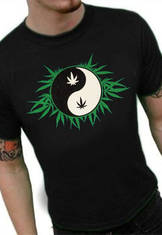 Pothead & Stoner Tees - 420 Pot Leaf Yin Yang T-Shirt