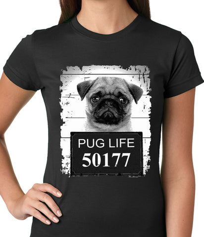 Mug Shot Pug Life Funny Ladies T-shirt