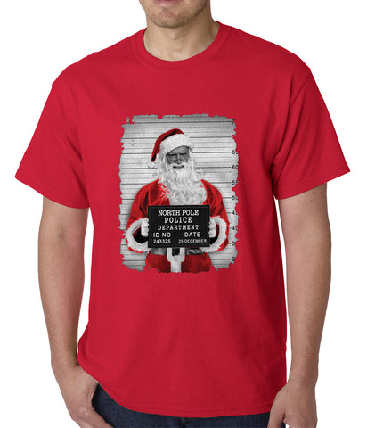 Santa Mug Shot Funny Mens T-shirt