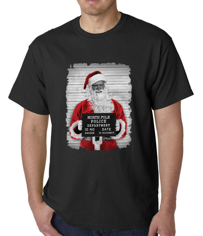 Santa Mug Shot Funny Mens T-shirt