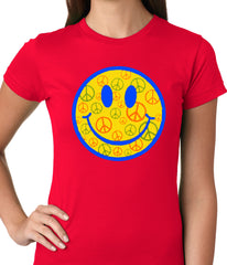 Smiley Face Peace Signs All Over Girls T-shirt