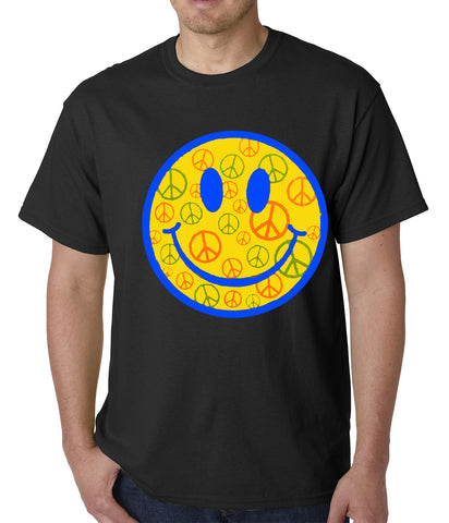 Smiley Face Peace Signs All Over Mens T-shirt