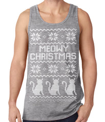 Ugly Christmas Tank Top - Meowy Christmas (White Print) 3 Cats Ugly Christmas Tank Top