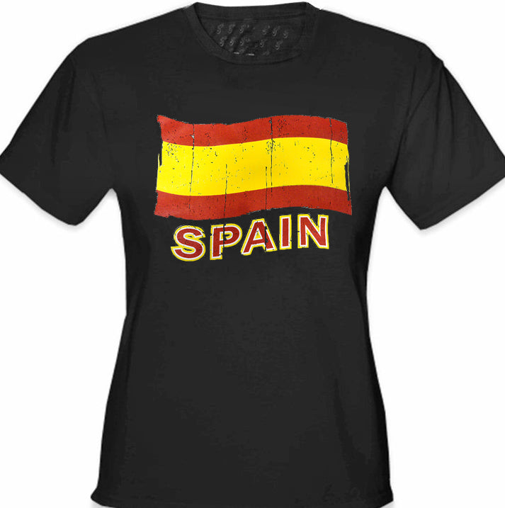 Vintage Spain Waving Flag Bewild T-Shirt – Girl\'s